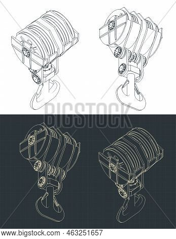Ramshorn Hook Isometric Blueprints