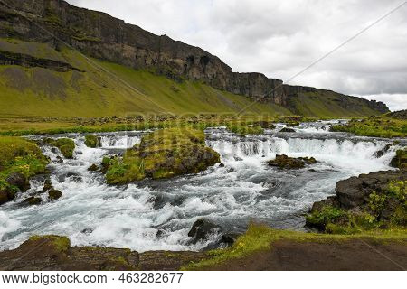 View At Fossalar Waterfall In Iceland