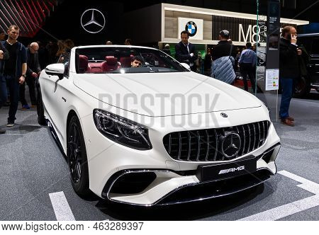 Mercedes-amg S 63 4matic Cabriolet Sports At The 88th Geneva International Motor Show. Switzerland -