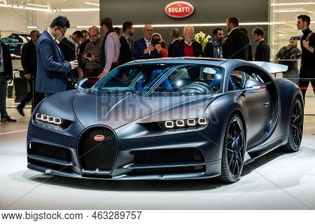 Bugatti Chiron Sport, 110 Ans Bugatti, Special Edition Car At The 89th Geneva International Motor Sh