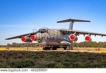 Ukrainian Air Force Ilyushin Il-76 Transport Plane In The Tarmac Of Kleine-brogel Airbase. Belgium -