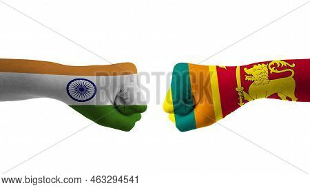 India Vs Sri_lank Hand Flag Man Hands Patterned With The India Vs Sri_lank Flag