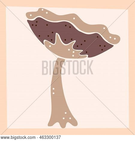 Vector Colored Hand Drawn Illustration Of An Autumn Mushroom, Shape Of Fungus, Seasonal Plant, Postc