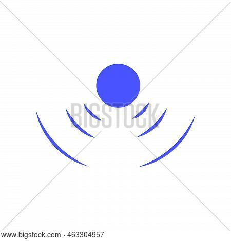Echo Sonar Waves. Blue Radar Symbol On Sea And Ultrasonic Signal Reflection. Icon Detect And Scan Vi