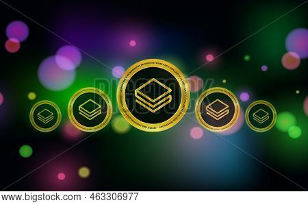 Stratis Virtual Currency Images. 3d Illustration. Coin Logo.