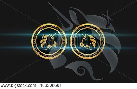 Uniswap Virtual Currency Images. 3d Illustrations. Coin Logo.
