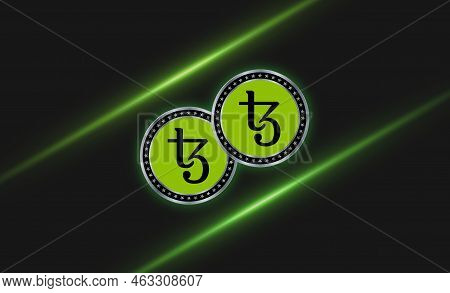 Tezos-xtz Virtual Currency Images. 3d Illustration. Coin Logo.