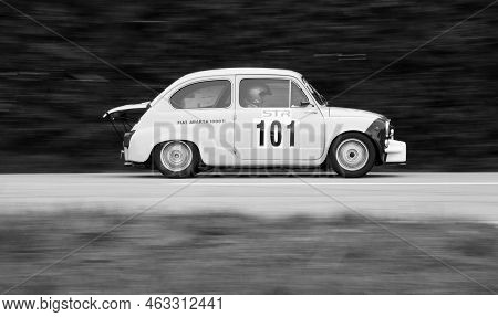 Rally Of Classic Cars Fiat 600 Abarth In Race Pesaro Cup