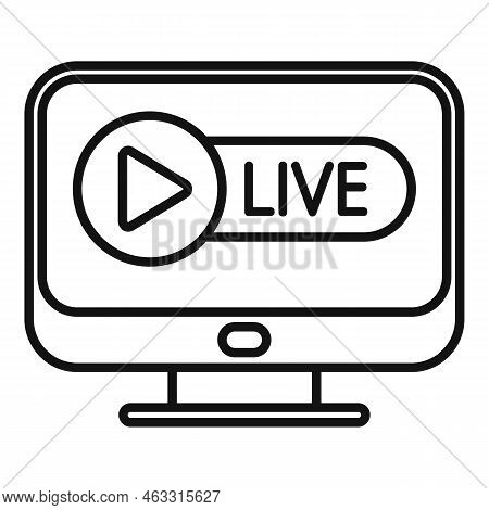 Live Reportage Icon Outline Vector. Camera Interview. Cred Report