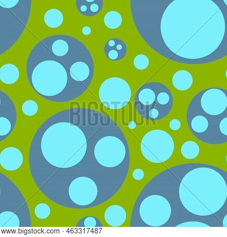 Abstract Seamless Pattern With Turquoise, Gray Different Balls On Applegreen