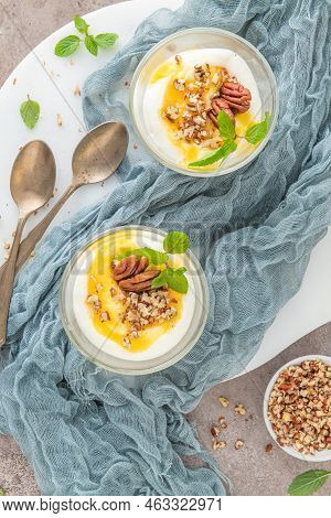Natas Do Ceu Is A Traditional Portuguese Dessert Made With Cream, Eggs And Biscuits Decorated With P