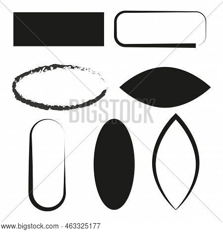 Watercolor Brush Shapes. Shape Background. Hand Drawn Abstract Frame Set. Vector Illustration. Stock