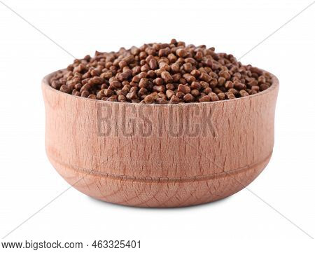 Buckwheat Tea Granules In Bowl On White Background