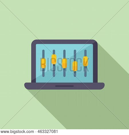 Laptop Control Icon Flat Vector. Screen Center. Remote Server