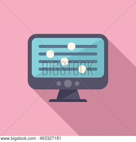 Video Security Control Icon Flat Vector. Server Remote. Screen Work