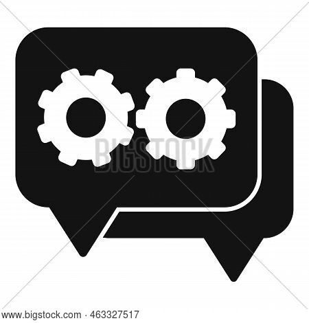 Chat Gear Icon Simple Vector. Business Control. Remote Server