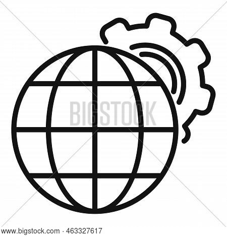 Global Gear Control Icon Outline Vector. Center Plan. Remote Work