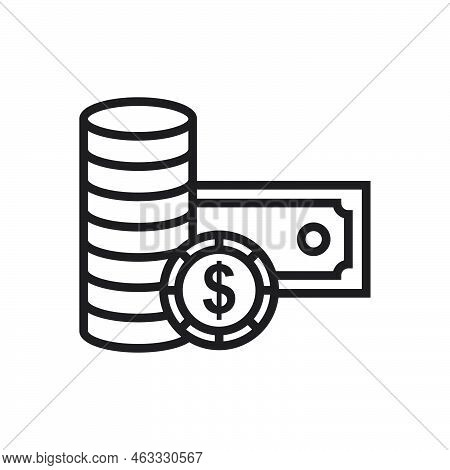 Casino Chips And Stacks Paper Money Cash Icon Template Black Color Editable. Casino Chips And Stacks