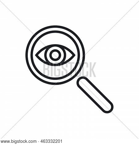 Magnifier With Eye Glass Outline Icon Template Black Color Editable.  Magnifier With Eye Glass Outli