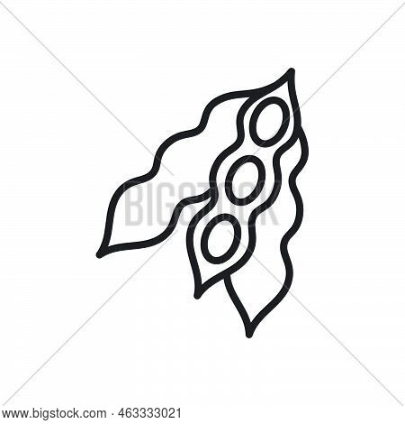 Soy Beans, Vector Peas Line Icon Template Black Color Editable. Soy Beans, Vector Peas Line Icon Sym