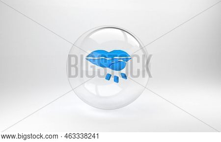 Blue Herpes Lip Icon Isolated On Grey Background. Herpes Simplex Virus. Labial Infection Inflammatio