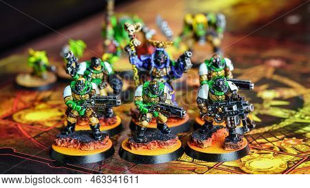 Different Figures Of Warriors To Participate In Role-playing Board Games Among Several Participants.