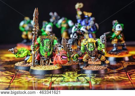 Different Figures Of Warriors To Participate In Role-playing Board Games Among Several Participants.