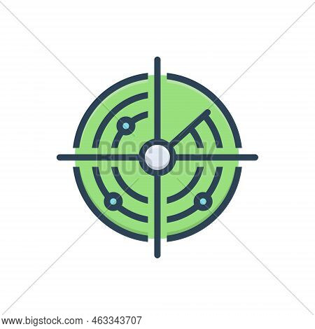 Color Illustration Icon For Radar Detection Electronic Locator Navigation Radio-location Range Scann