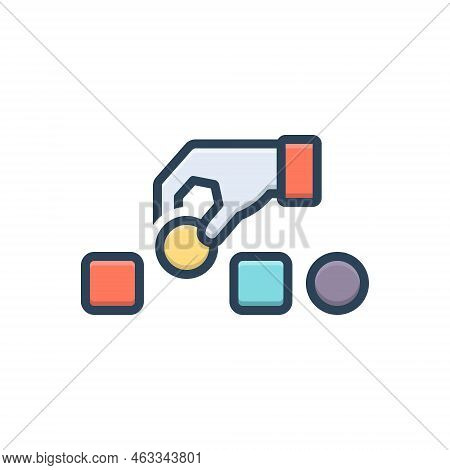 Color Illustration Icon For Choosing Pick Select Take Prefer Opt Lift Shape Hand-picking