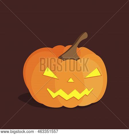 Autumn Halloween Pumpkin In Orange With A Tail And Light-up Cut-out Triangular Eyes, Nose And Mouth 