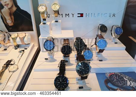 Bochum, Germany - September 17, 2020: Tommy Hilfiger Brand Wrist Watches On Display In A Store In Bo