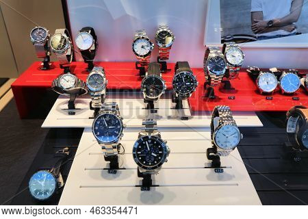 Bochum, Germany - September 17, 2020: Tissot Brand Wrist Watches On Display In A Store In Bochum, Ge
