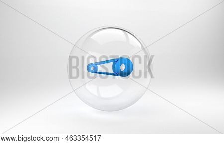 Blue Bicycle Chain With Cogwheels Icon Isolated On Grey Background. Bike Chain Sprocket Transmission