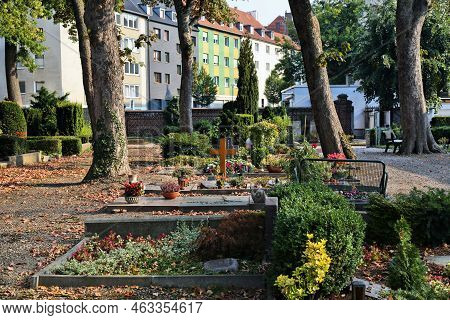 Hagen, Germany - September 16, 2020: Cemetery In Hagen City, Germany. Hagen Is The 16th Largest City