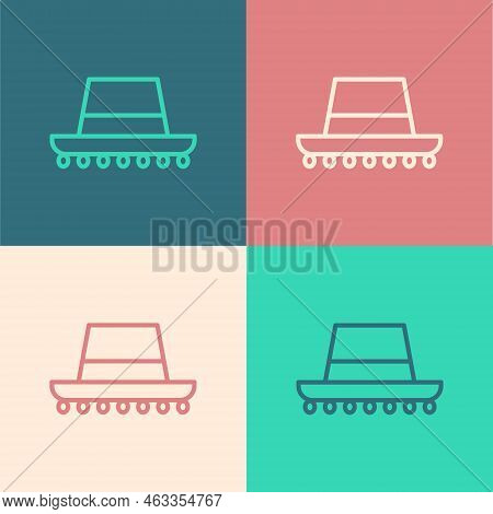 Pop Art Line Traditional Spanish Hat Icon Isolated On Color Background. Vector