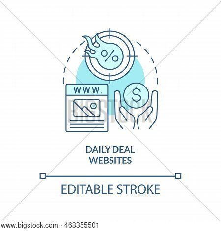 Daily Deal Websites Turquoise Concept Icon. Be Aware With Traveled Place. Be Informed Abstract Idea 