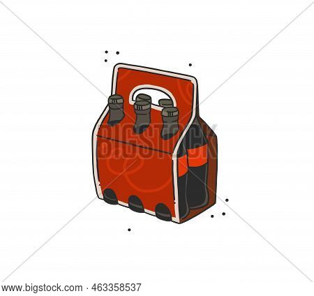 Hand Drawn Vector Abstract Flat Stock Modern Graphic Illustration Of Old Retro Vintage Bottle Soda D