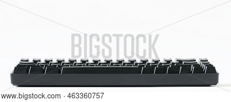 Black Mechanical Gaming Computer Keyboard On A White Background. Wireless Keyboard For Gadgets And C