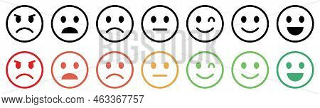 Set Of Emoticons With Different Moods. Bad, Awful, Normal, Good, Excellent. Emoji Faces Collection.