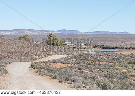 Fraserburg, South Africa - Sep 3, 2022: Road Landscape At Eselfontein Guest Farm On The Historic Pos