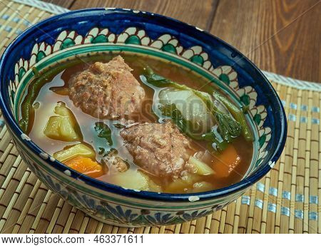 Kiima Shurpa Traditional Uzbek Soup Shurpa With Meatballs
