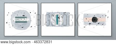 Set Of Abstract Hand Painted Illustrations For Wall Decoration, Postcard, Social Media Banner, Broch