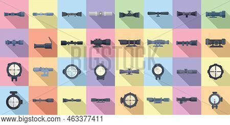 Telescopic Sight Icons Set Flat Vector. Sniper Scope. Target Crodd