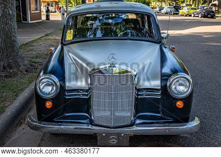 Falcon Heights, Mn - June 19, 2022: High Perspective Front View Of A 1958 Mercedes-benz 180d Ponton 