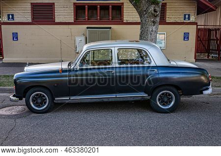 Falcon Heights, Mn - June 19, 2022: High Perspective Side View Of A 1958 Mercedes-benz 180d Ponton S