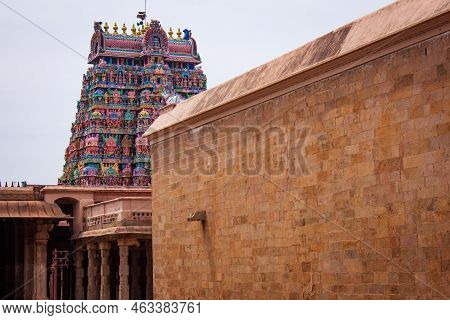 View Of The One Of The Towers Of Jambukeswarar Temple, Thiruvanaikaval Which Represent Element Of Wa