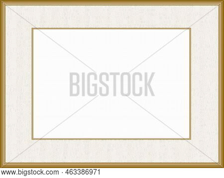 Vintage Frame Design With Passe-partout. Classic Border With Guilloche Line Art Pattern. Light Brown