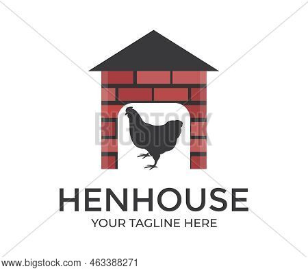 Henhouse, Poultry Farming Flat Logo Design. Organic Animal Agriculture, Hennery. Chicken Farm Vector