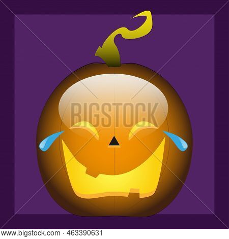 Vector Sticker Of A Happy Laughing Halloween Pumpkin For Avatars, Decoration, Websites, Any Personal
