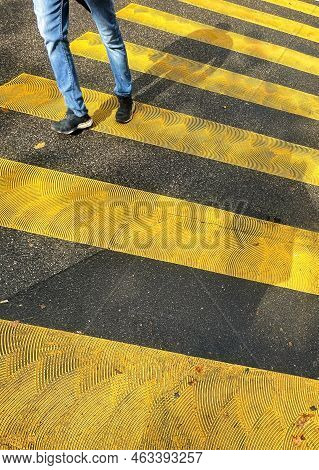 Geneva, Switzerland - September 15 2021: A Close Up Or Zoomed In Picture With The Legs Of A Person V